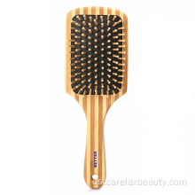 Cepillo para el cabello de masaje de paleta de bambú natural